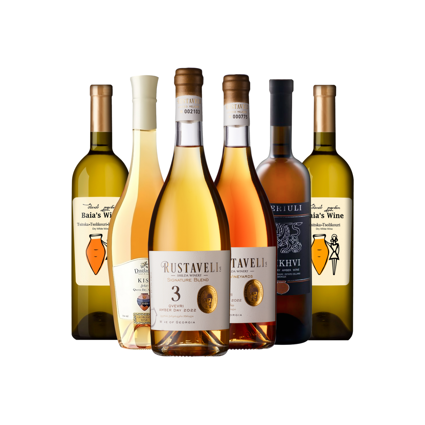 Amber Wine Case - Six Bottles of Georgian Amber Wines in a curated selection, showcasing traditional winemaking techniques -