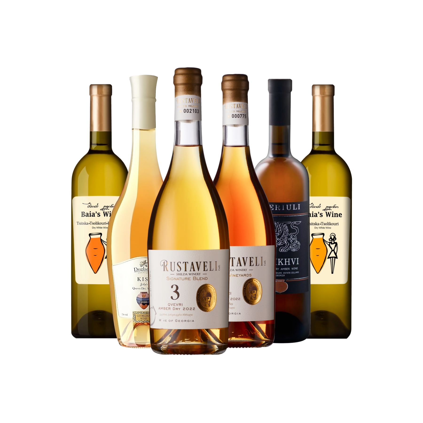 Amber Wine Case - Six Bottles of Georgian Amber Wines in a curated selection, showcasing traditional winemaking techniques -