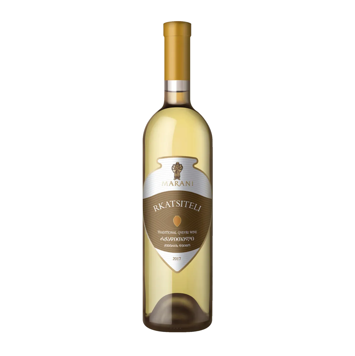 Maranai Rkatsiteli Qvevri 2018 - a classic Georgian amber wine with deep flavors - bottle png